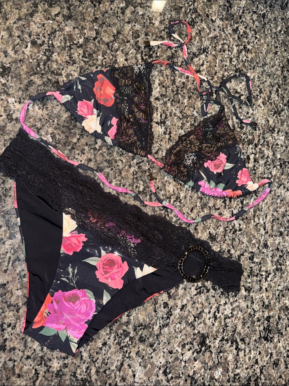 Beach Bunny Floral Lace Triangle Bikini